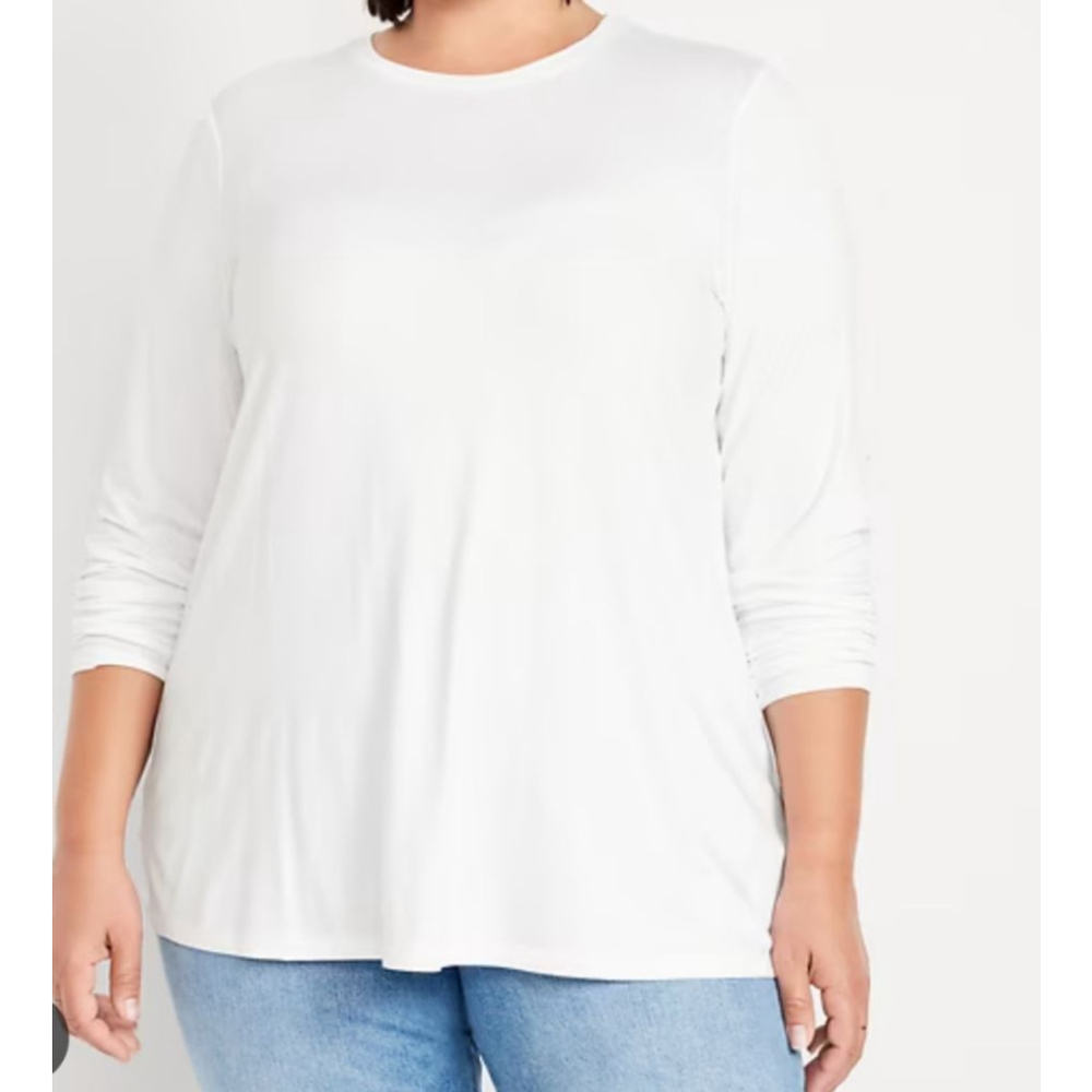 Old Navy Women's Long Sleeve Lightweight Crew Neck Slub Jersey Tee 4X